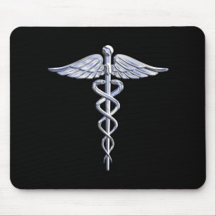 Mousepad Cromo Como Caduceus - Símbolo Médico Black Decor