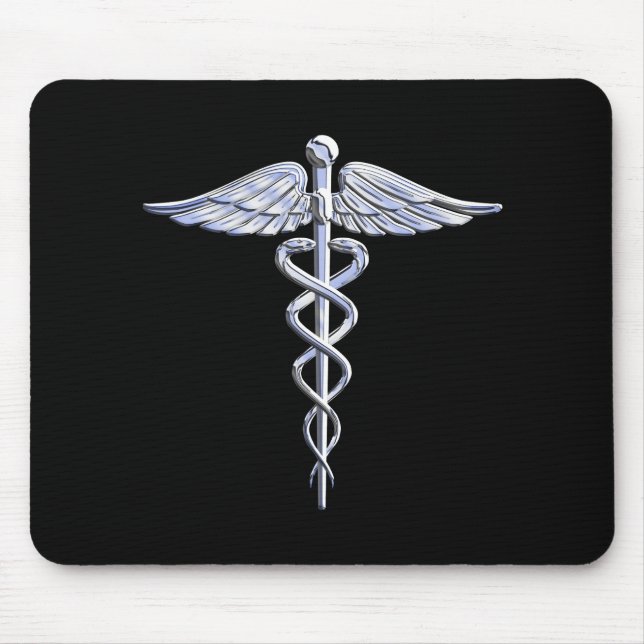 Mousepad Cromo Como Caduceus - Símbolo Médico Black Decor (Frente)
