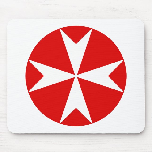 Mousepad Cross Of Malta v2 (branco a vermelho) (Frente)