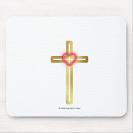 Mousepad Cross with Heart in the Middle 