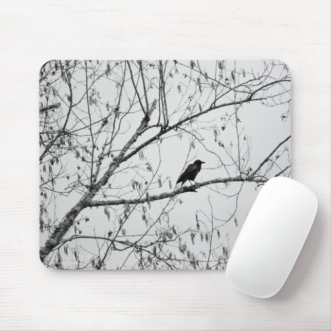 Mousepad Crow em uma Árvore de Birch (Com mouse)