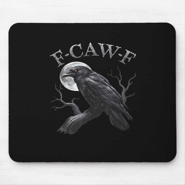 Mousepad Crow F-Caw-F Funny Bird Moon Retro Classic (Frente)