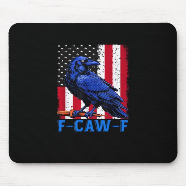 Mousepad Crow Raven Funny F-Caw-F Minimal Clean (Frente)