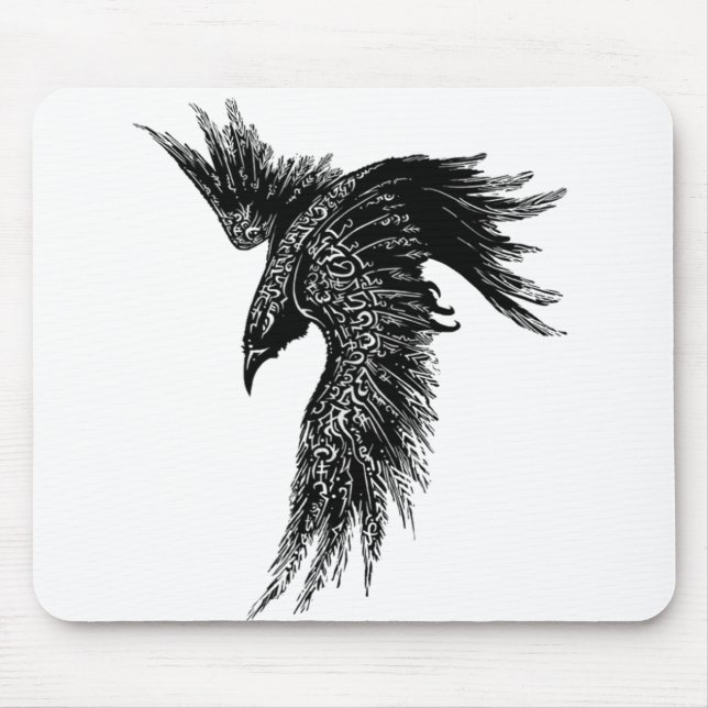 Mousepad Crow Raven Norse Viking Símbolo (Frente)