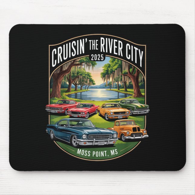 Mousepad Cruisin The River City 2025 Moss Int Ms Clic Car D (Frente)