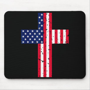 Mousepad Cruz Bandeira EUA Cristão Religioso EUA América Fé