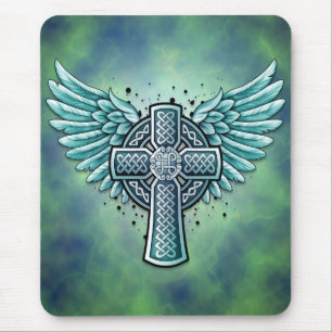 Mousepad Cruz celta com as asas (azuis)