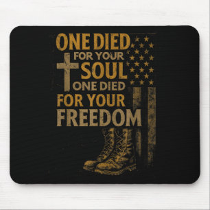 Mousepad Cruz Cristã Bandeira Americana Veterano Militar Fa