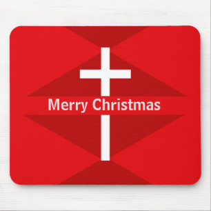 Mousepad Cruz Cristã de Natal Vermelha e Branca