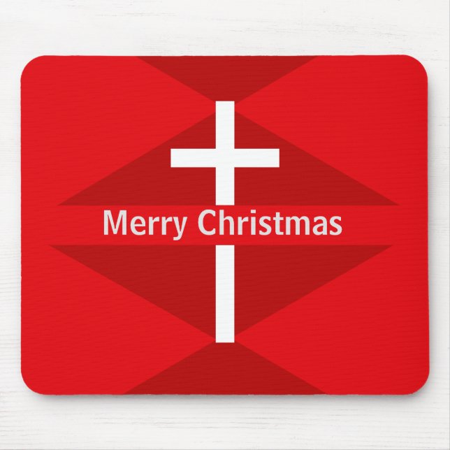 Mousepad Cruz Cristã de Natal Vermelha e Branca (Frente)