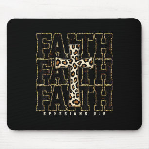 Mousepad Cruz de Fé Leopardo Versículo Bíblico Religioso Cr