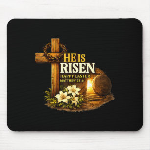 Mousepad Cruz de Páscoa ele ressuscitou Jesus cristãos home