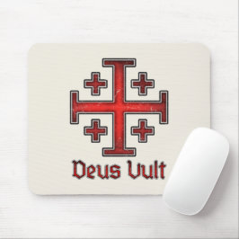 Mousepad Cruz Deus Vult do cruzado de Templar do cavaleiro