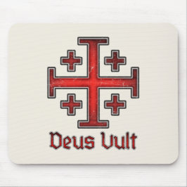 Mousepad Cruz Deus Vult do cruzado de Templar do cavaleiro