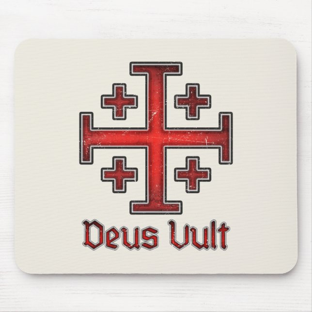 Mousepad Cruz Deus Vult do cruzado de Templar do cavaleiro (Frente)