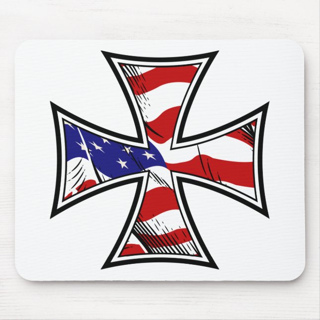 Mousepad Cruz do ferro com bandeira americana (Frente)