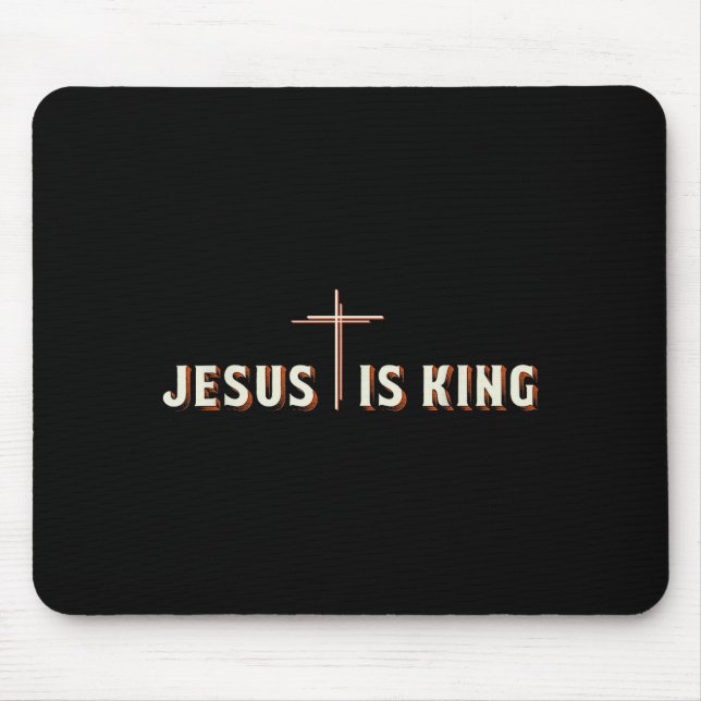 Mousepad Cruz Jesus É Rei Deus Cristão Gráfico  (Frente)