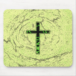MOUSEPAD CRUZ NEGRA E VERDE COM FUNDO MARÁVEL