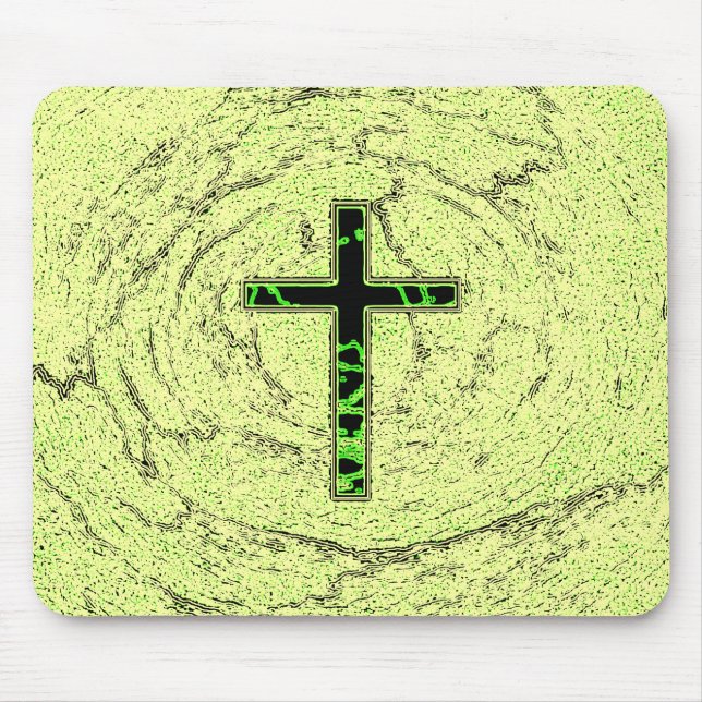 MOUSEPAD CRUZ NEGRA E VERDE COM FUNDO MARÁVEL (Frente)