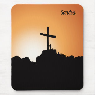 Mousepad Cruz Religiosa Pôr do Sol Cristão
