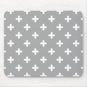 Mousepad Cruzes brancas de polca nas cinzas