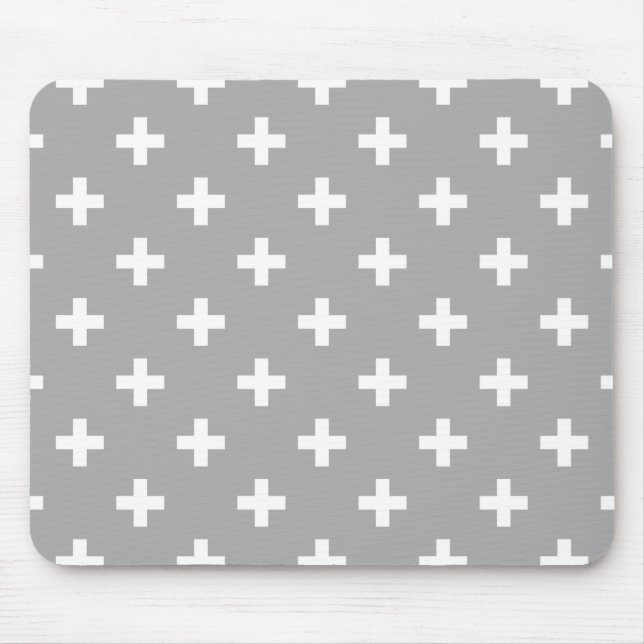 Mousepad Cruzes brancas de polca nas cinzas (Frente)