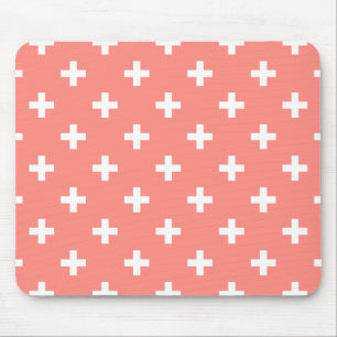 Mousepad Cruzes de polca branca em pêssego
