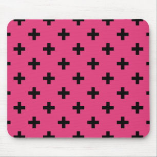 Mousepad Cruzes de polca negra em fuchsia
