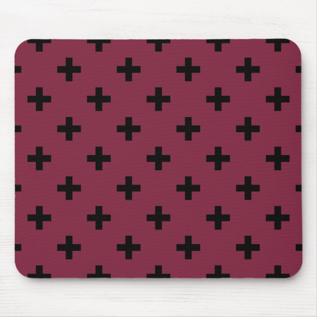 Mousepad Cruzes de polca preta em amora (Frente)