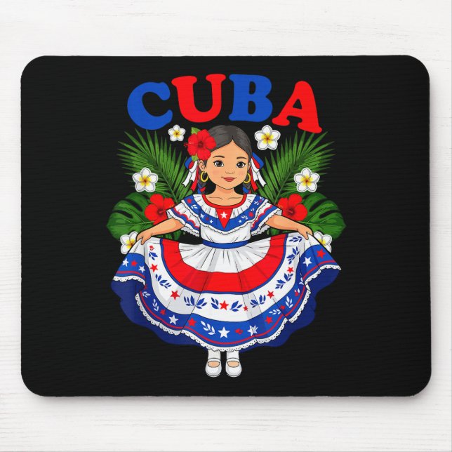 Mousepad Cuba Cuban Girl Traditional Dress Trocal Flowers  (Frente)