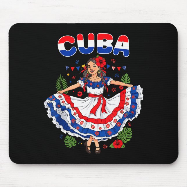 Mousepad Cuba Cuban Girl Traditional Dress Trocal Flowers  (Frente)