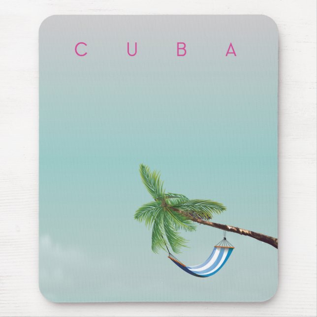 Mousepad Cuba Hammock Vintage, estilo impressão de férias. (Frente)