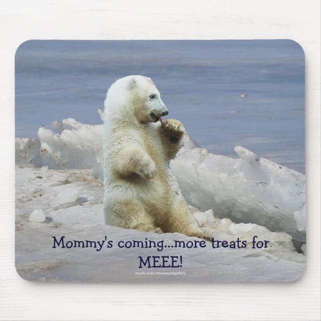 Mousepad Cubo de Urso Polar Bonito e Bocal de Gelo Ártico (Frente)