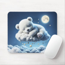 Cubo de urso polar bonito nuvens fofinhas