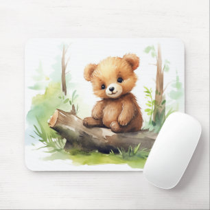 Mousepad Cubo Do Urso Castanho No Log