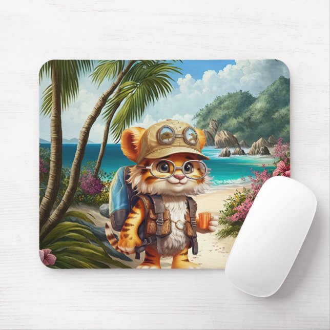 Mousepad Cubo Joyful Tiger com mochila e café (Com mouse)