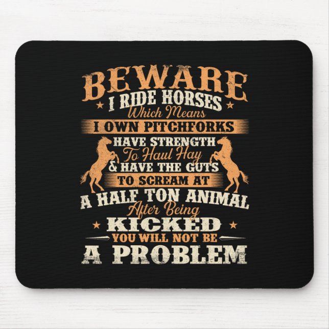 Mousepad Cuidado com Cavalos de Corrida - Cavalo Cavalo Cav (Frente)