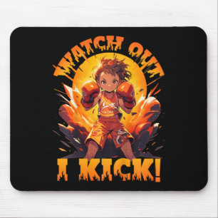 Mousepad Cuidado - Eu Chuto! Boxe Tailandês Muay Thai Kickb