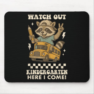 Mousepad Cuidado Jardim de Infância Aqui Vou Eu Mapache De