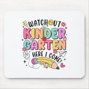 Mousepad Cuidado Jardim de Infância Aqui Vou Eu Primeiro Di