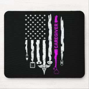 Mousepad Cuidador Patriótico Engraçado Enfermeira Bandeira