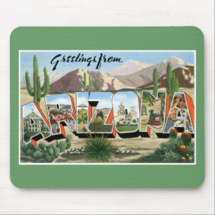 Mousepad Cumprimentos da arizona! Deserto retro de Catcus