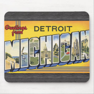 Mousepad Cumprimentos de Detroit Michigan, vintage