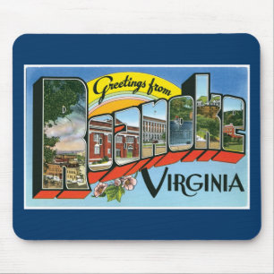 Mousepad Cumprimentos de Roanoke, Virgínia! Cartão retro