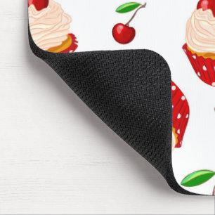 Mousepad Cupcake com padrão de cerejas