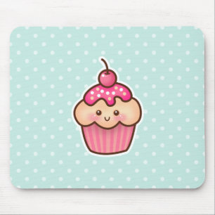 Mousepad Cupcake cor-de-rosa de Kawaii e bolinhas bonitos