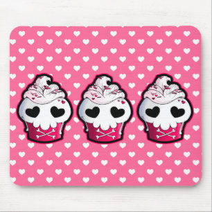 Mousepad Cupcake cor-de-rosa do crânio