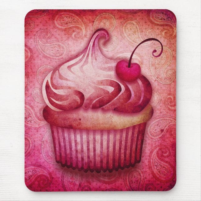 Mousepad cupcake de paisley rosa (Frente)