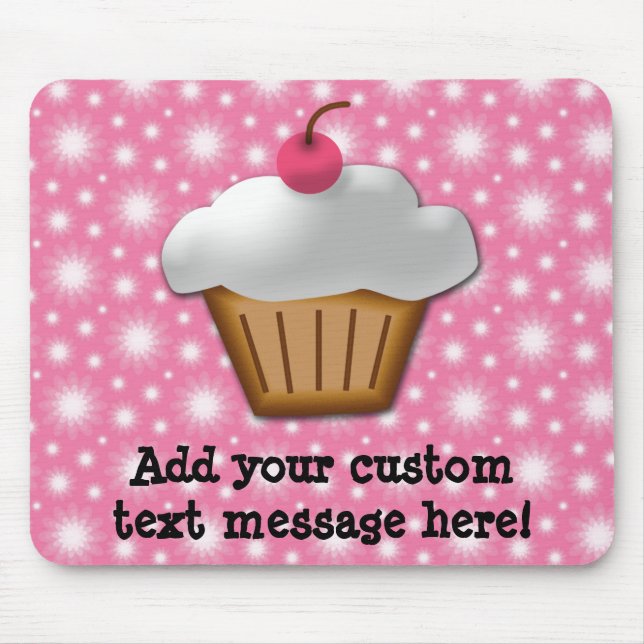 Mousepad Cupcake do entalhe com a cereja cor-de-rosa na (Frente)
