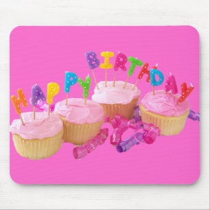 Mousepad Cupcake e velas do feliz aniversario